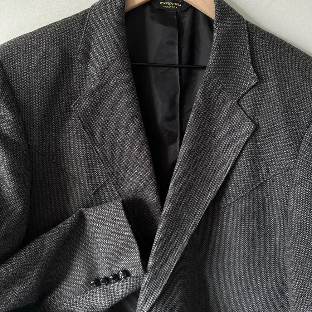 Vintage Grand Entry Western Sport Coat jacket Men size 48R Grey Pointed Pockets